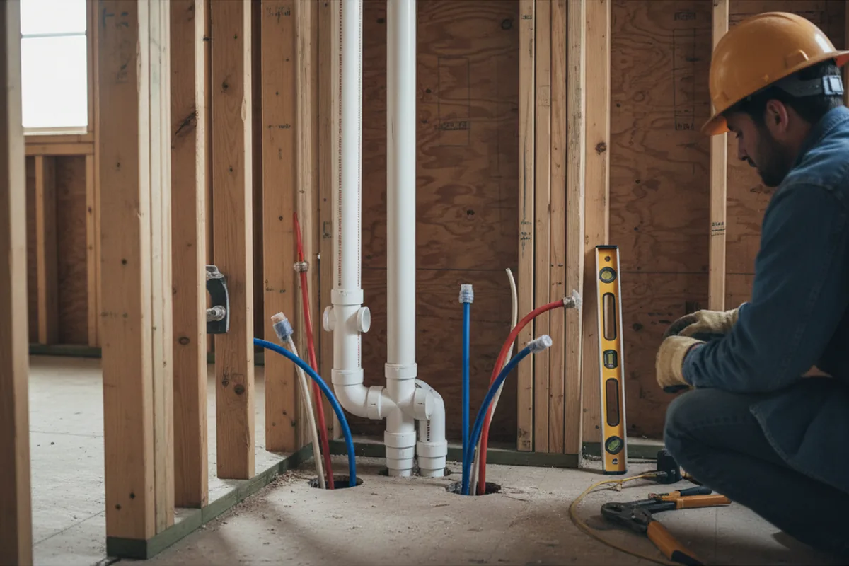 Drain and supply rough-in during Garbage Disposal Repair in Whiteville